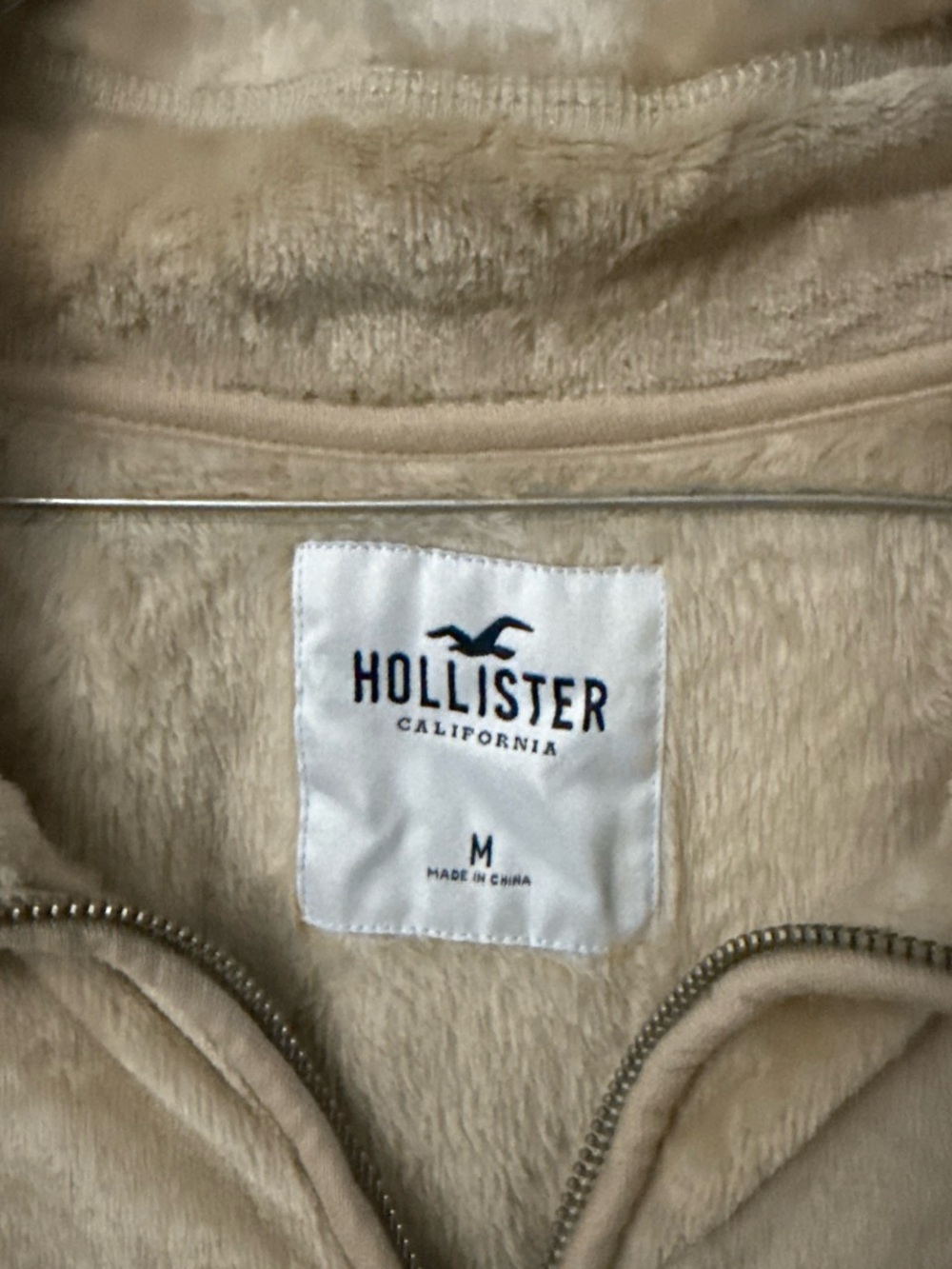 Hollister Cream Plush Sherpa Zip Jacket